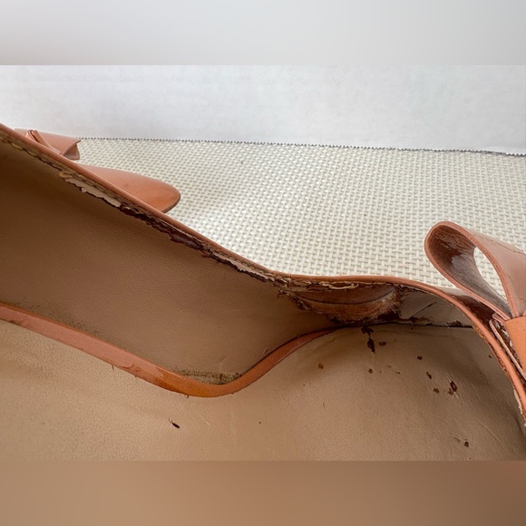 Ann Taylor Pink High Heel Pumps Patent Leather Bow Pointed Toe 7.5 - Picture 7 of 12